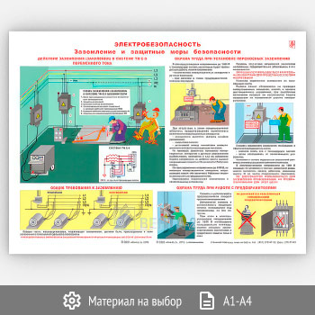 Плакат «Электробезопасность. Заземление и защитные меры безопасности» (В-21, 1 лист)
